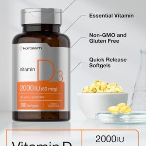 Horbaach Vitamin D3 2000IU Cholecalciferol 150 Softgels
