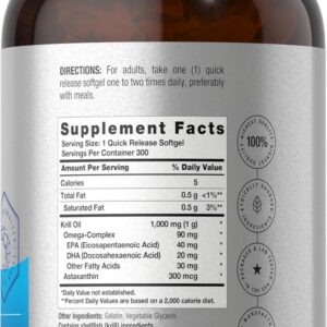 Horbäach Antarctic Krill Oil Omega 3 Astaxanthin EPA DHA 1000mg 300 Softgels