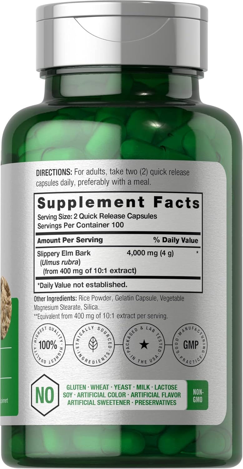 Horbäach Slippery Elm Bark 4000 mg 200 Caps - Görsel 3
