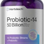 Horbaach Probiotics for Women and Men Lactobacillus 50 Billion 14 Prebiotic 60 Caps