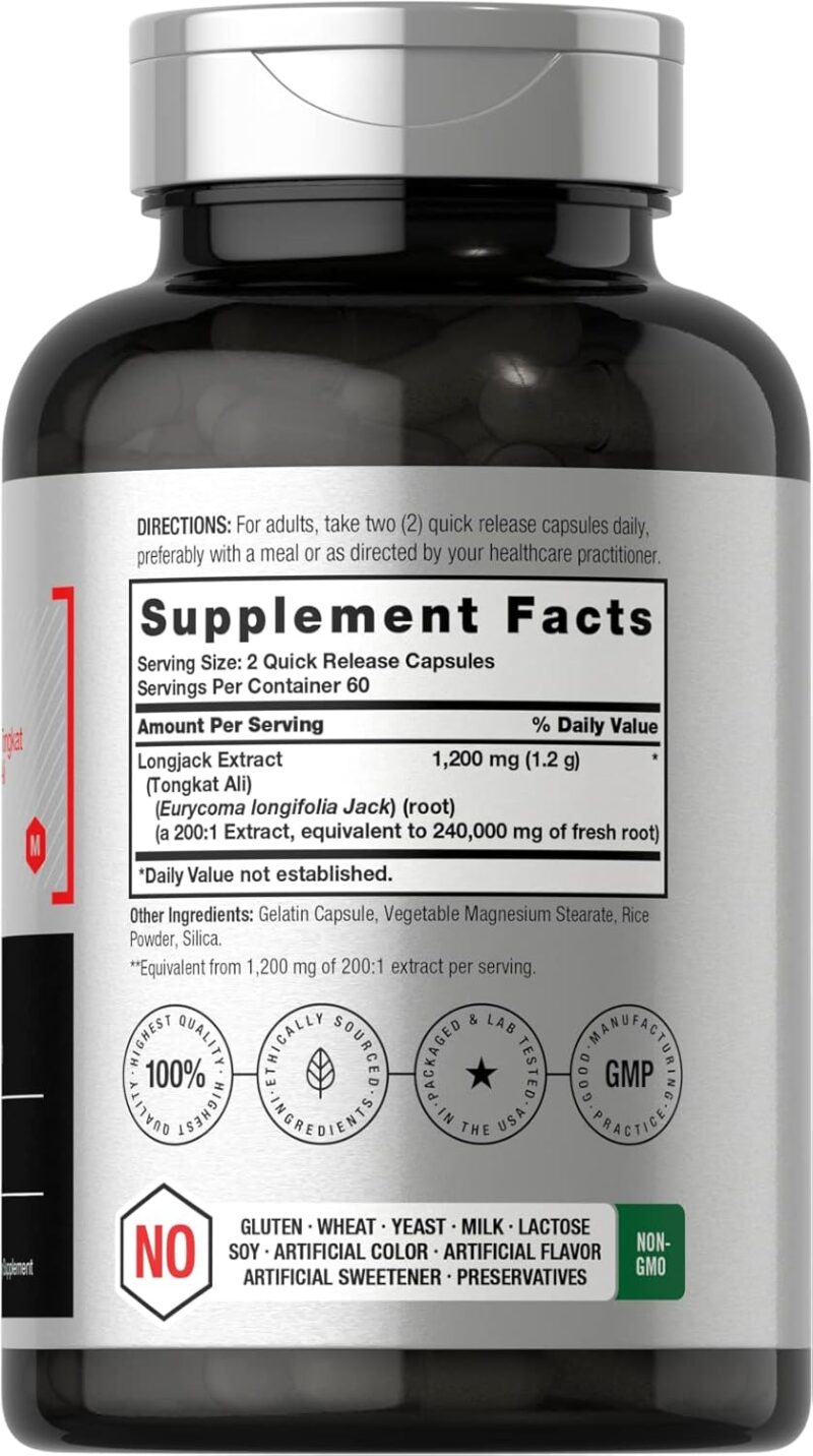 Horbaach Longjack Lj Tongkat Ali Extreme Male Performance 240,000 mg 120 Caps - Görsel 3
