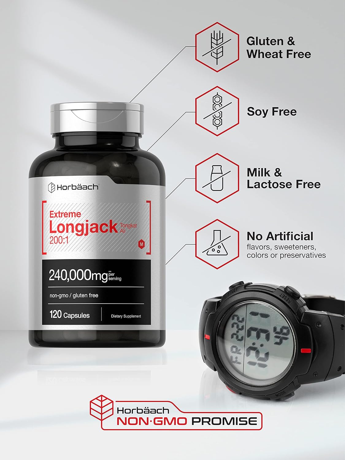 Horbaach Longjack Lj Tongkat Ali Extreme Male Performance 240,000 mg 120 Caps - Görsel 2