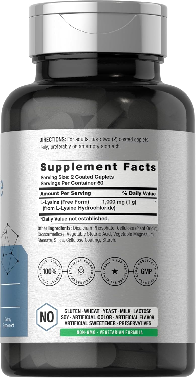 Horbäach L-Lysine Lizin 1000mg Essential Amino Acid 100 Tablet - Görsel 3