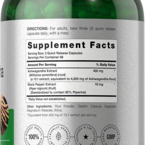 Horbäach Ashwagandha Max Strength 4500 mg 10:1 for Women and Men Non-GMO Gluten Free 200 Caps