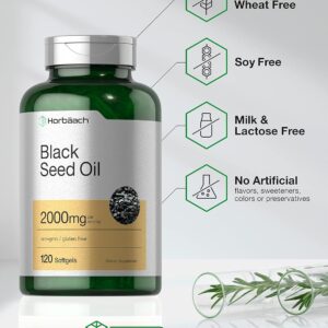 Horbaach Black Seed Oil Cold Pressed with Omega 6-9 Nigella Sativa 2000mg 120 Softgel