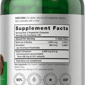 Horbäach Cinnamon with Chromium & Biotin Herb Extract Vegetarian 250 Capsules