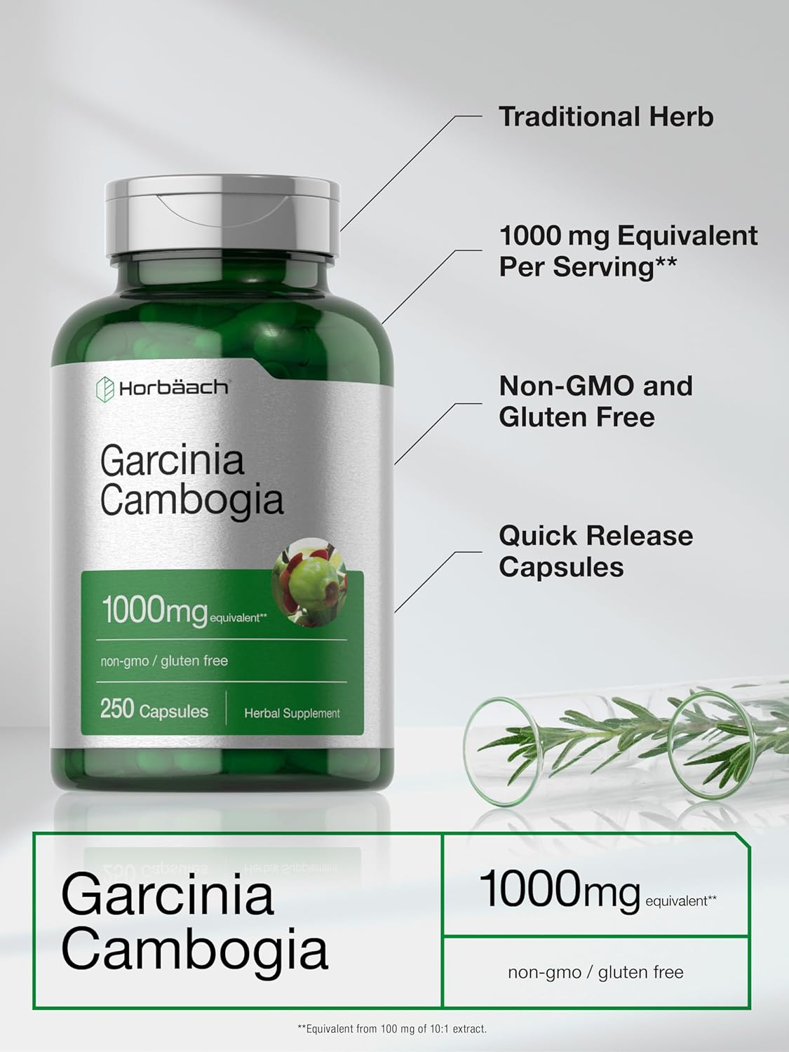 Horbaach Garcinia Cambogia Appetite Control Weight loss 1000mg 250 Caps - Görsel 2