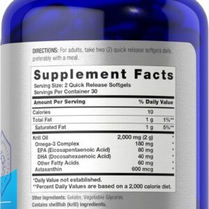 Horbäach Antarctic Krill Oil 2000mg Omega-3 EPA DHA with Astaxanthin 60 Softgel