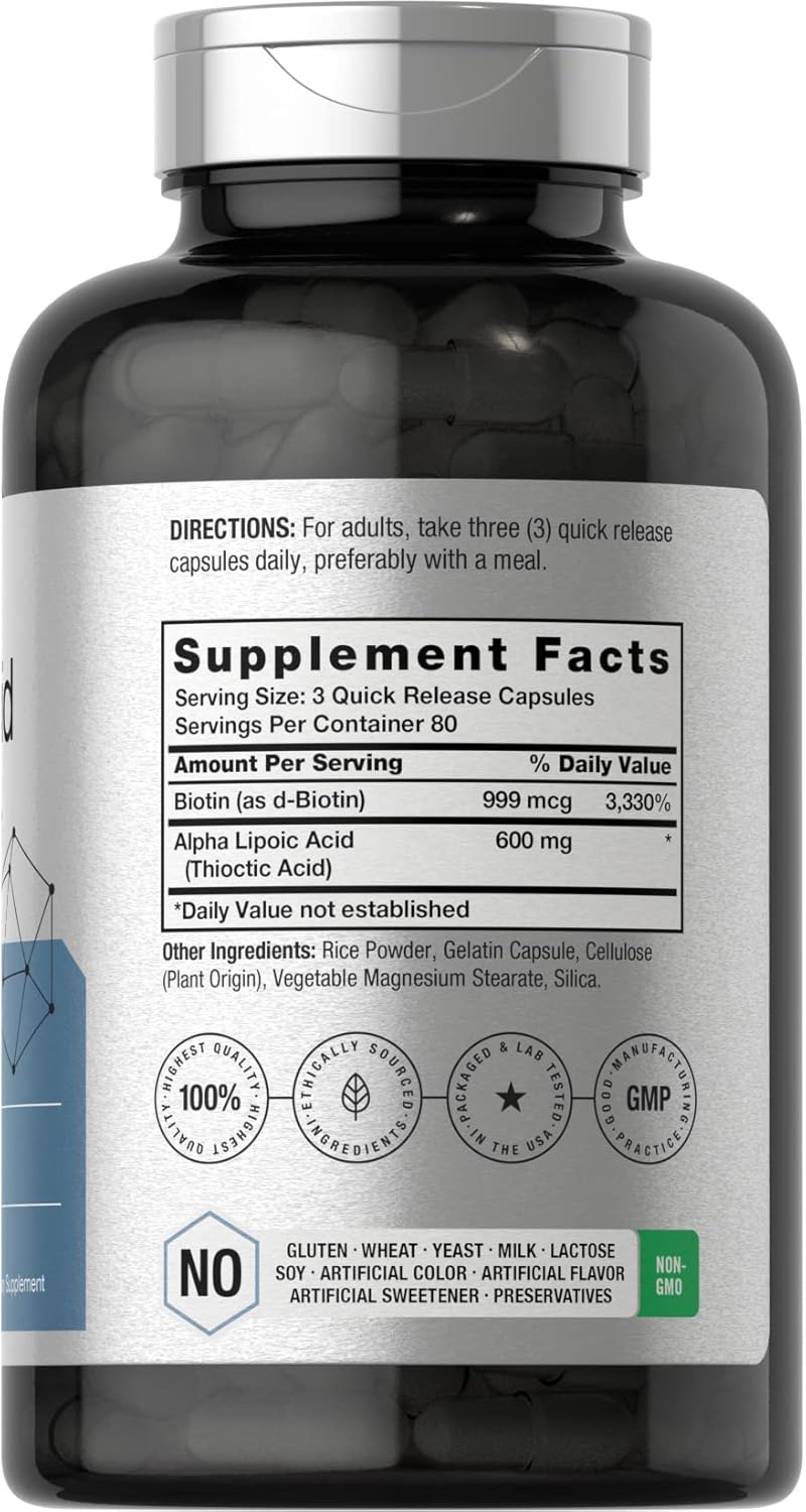 Horbäach Stabilized Alpha Lipoic Acid with Biotin Optimizer 600mg 240 Caps - Görsel 2