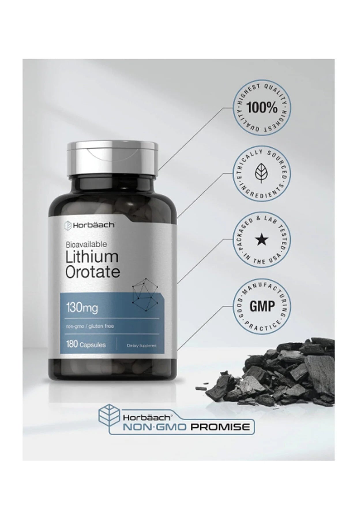 Horbaach Lithium Orotate 130mg 180 Capsules - Görsel 2