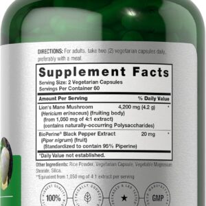 Horbäach Lions Mane Mushroom Extract 4200 Mg 120 Caps