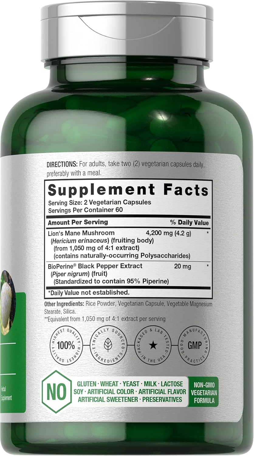 Horbäach Lions Mane Mushroom Extract 4200 Mg 120 Caps - Görsel 2