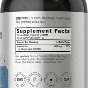 Horbaach Magnesium Citrate 400mg per serving 200 Caplets