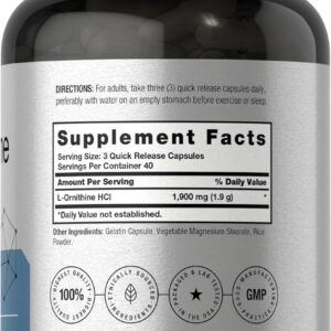 Horbaach L-Ornithine 1900mg per serving 120 Caps