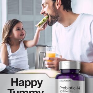 Horbaach Probiotics for Women and Men Lactobacillus 50 Billion 14 Prebiotic 60 Caps