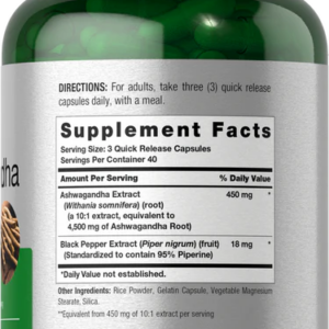 Horbaach Ashwagandha Supplement 4500mg 10:1 Extract 120 Kapsül