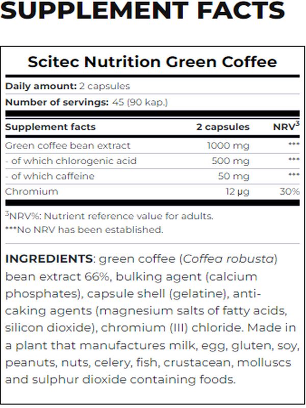 Scitec Green Coffee (Yeşil kahve çekirdeği özütü) 90 caps - Görsel 2