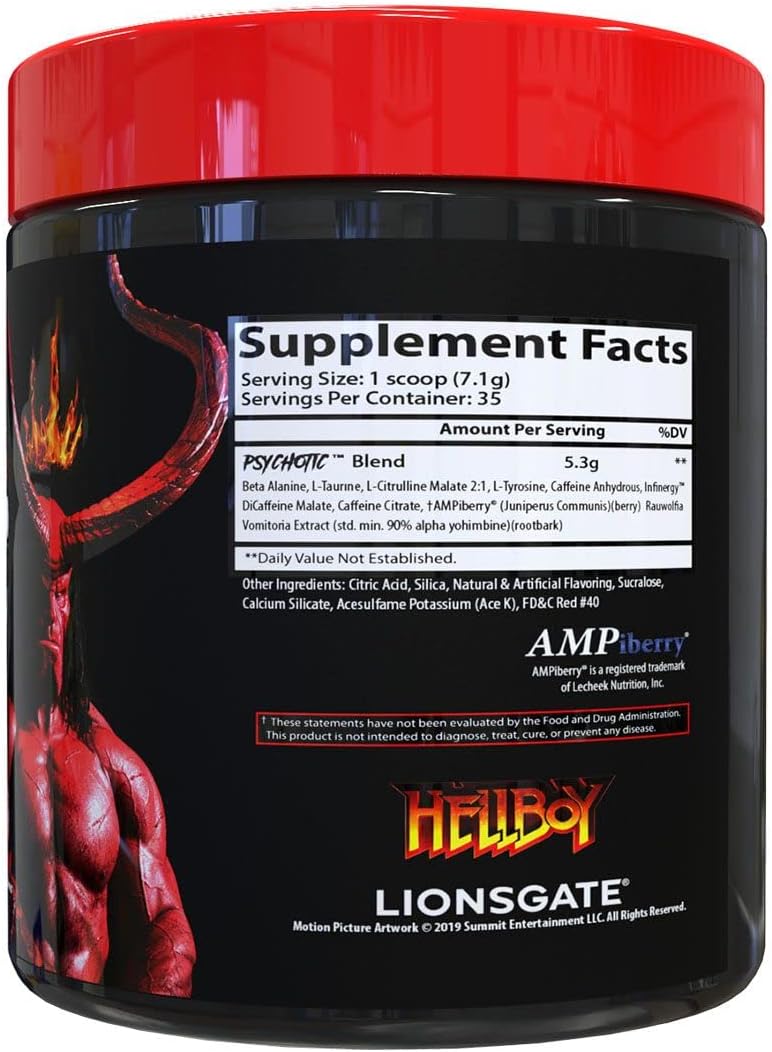 Insane Labz Hellboy Psychotic PreWorkout Nitric Oxide Boosts Focus Energy 35 Servis - Görsel 4