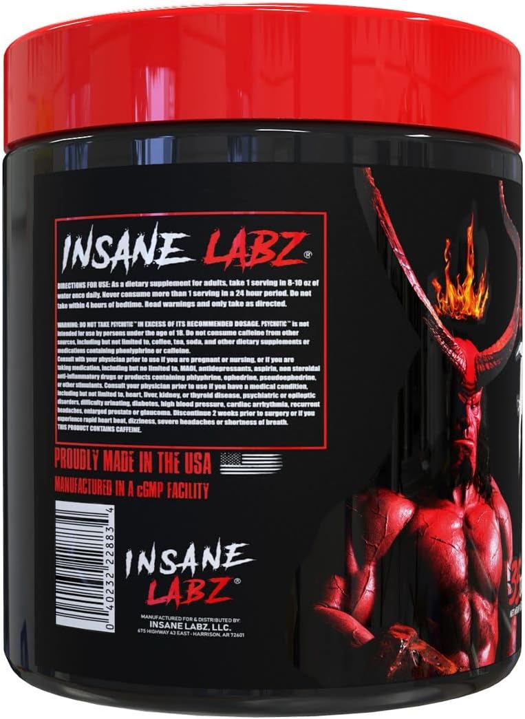 Insane Labz Hellboy Psychotic PreWorkout Nitric Oxide Boosts Focus Energy 35 Servis - Görsel 3