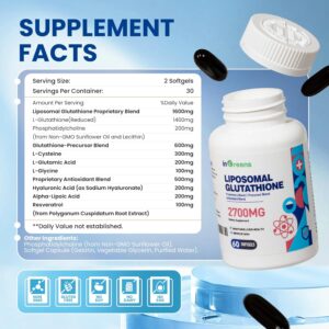 inGreens Liposomal Glutathione Phosphatidylcholine Glycine Resveratrol 2700 mg 60 Softgels