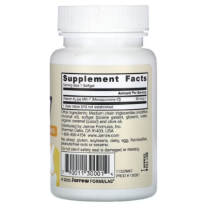 Jarrow Formulas Vitamin K2 MK7 Menaquinone Bone and Cardiovascular Health 90 mcg 60 Softgels - Görsel 2