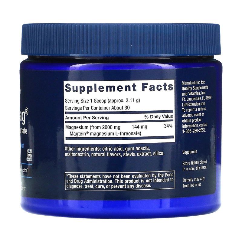 Life Extension Neuro Mag Magnesium L-Threonate Magtein Tropical Punch 93.35 g - Görsel 2
