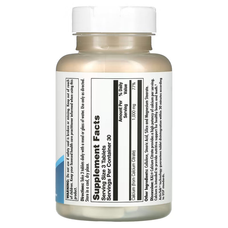 KAL Calcium Citrate Strong Bone Support 1000 90 Tablet