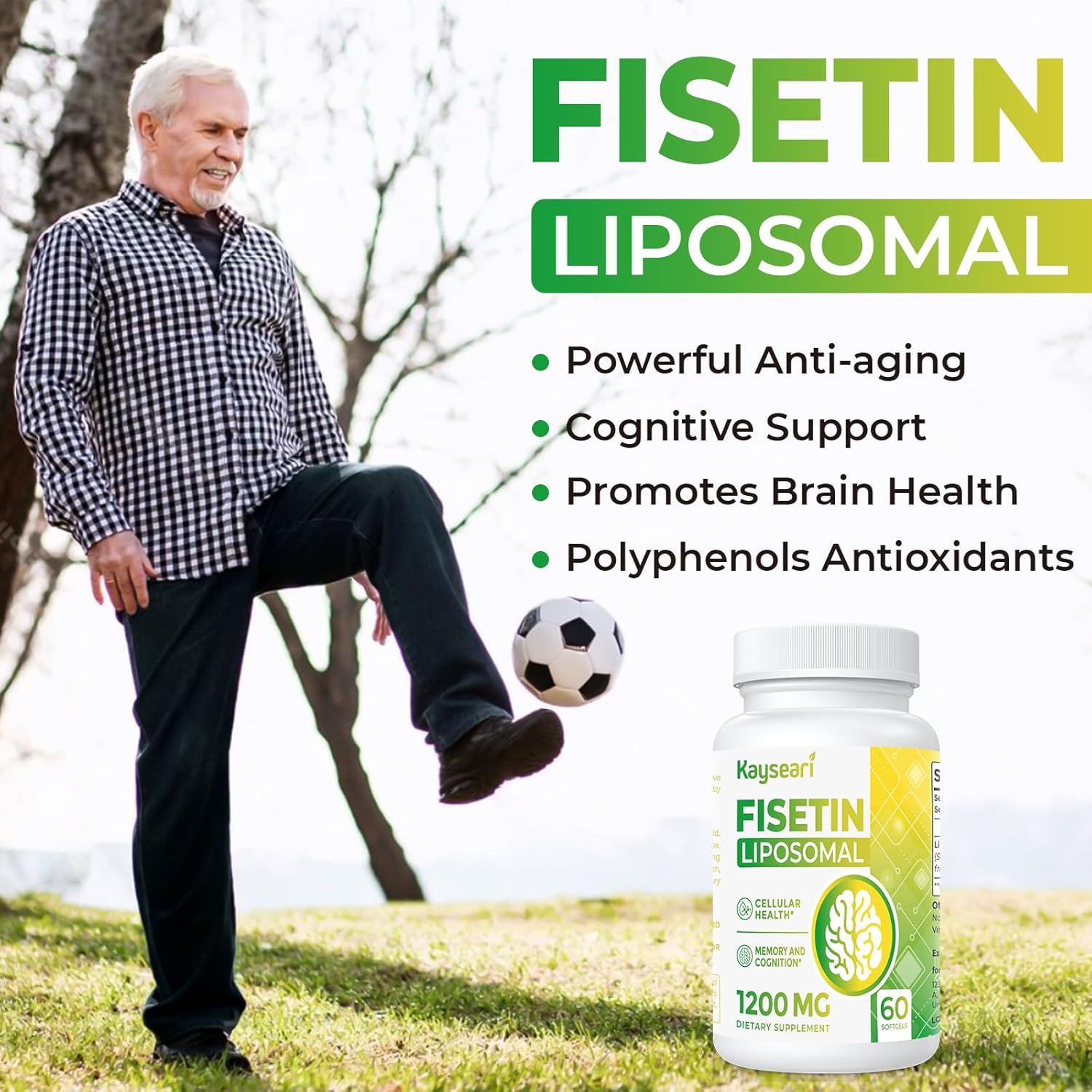 Kayseari Fisetin 1200mg Liposomal Fisetin 98% 60 Caps - Görsel 3