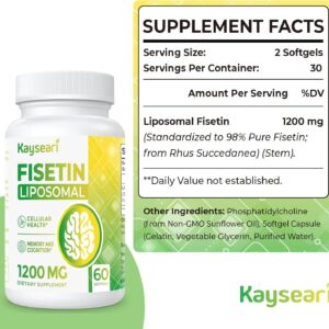 Kayseari Fisetin 1200mg Liposomal Fisetin 98%  60 Caps