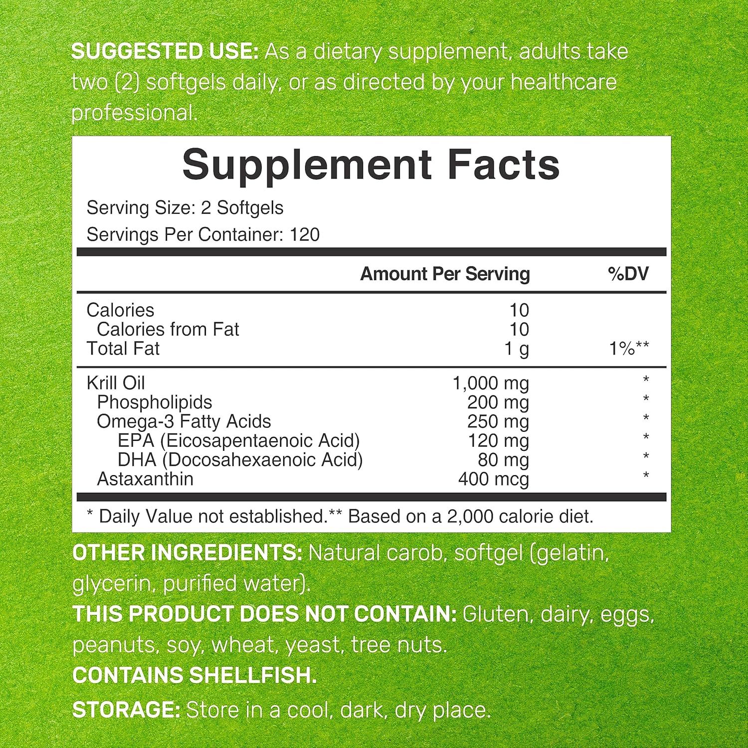 Deal Supplement Antarctic Krill Oil 1,000mg Per Serving 240 Softgels
