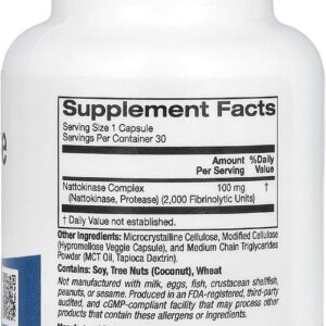 Lake Avenue Nutrition Nattokinase Proteolytic Enzyme Gut Health 2,000 FUs 30 Veggie Caps