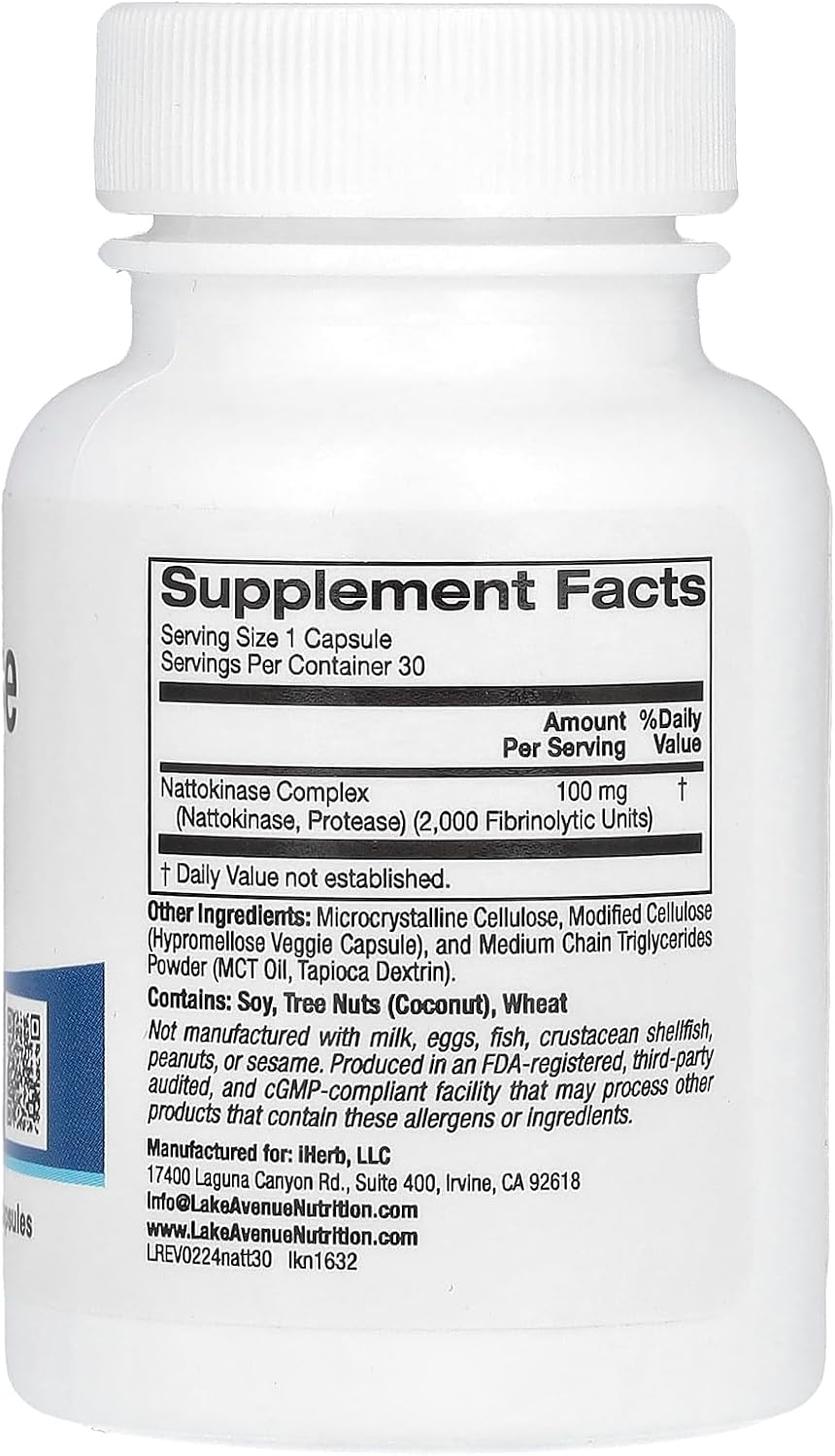 Lake Avenue Nutrition Nattokinase Proteolytic Enzyme Gut Health 2,000 FUs 30 Veggie Caps - Görsel 2