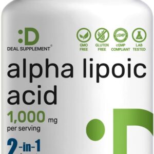Deal Supplement Alpha Lipoic Acid 1000mg ALA & S-ALA Energy & Nervous System 180 Veggie Caps