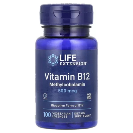 Life Extension Vitamin B12 Methylcobalamin 500 mcg 100 Vegetarian Lozenges