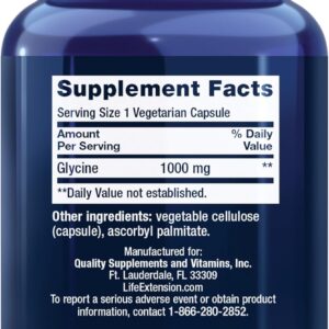 Life Extension Glycine 1000 mg Amino Acid That Promotes Healthy Sleep 100 Caps