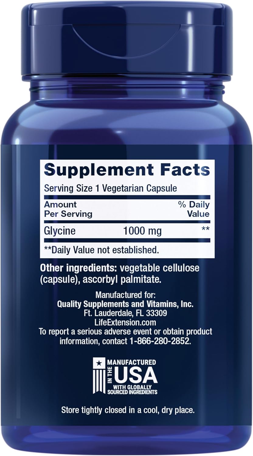 Life Extension Glycine 1000 mg Amino Acid That Promotes Healthy Sleep 100 Caps - Görsel 2