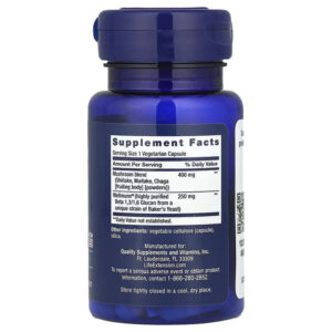 Life Extension Mushroom Immune Beta Glucans Shiitake, Maitake, Chaga 30 Veg Caps