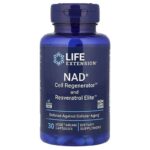 Life Extension NAD+ Cell Regenerator and Resveratrol Elite Fisetin Brain & Cognitive 30 Veg Cap