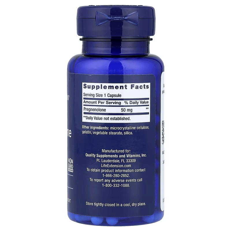 Life Extension Pregnenolone Brain & Cognitive Memory Health and Brain Plasticity  100 Caps
