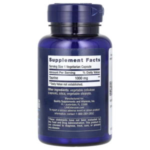 Life Extension Taurine Amino Acids 1,000 mg 90 Vegetarian Capsules - Görsel 2
