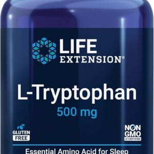 Life Extension L-Tryptophan 500 mg Serotonin Levels Sleep Mood, Stress Response 90 Vege Caps