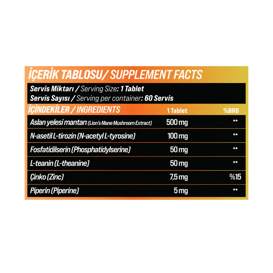 Grimsupps Lion's mane & Theanine & Phosphatidylserine 60 Tablet - Görsel 2