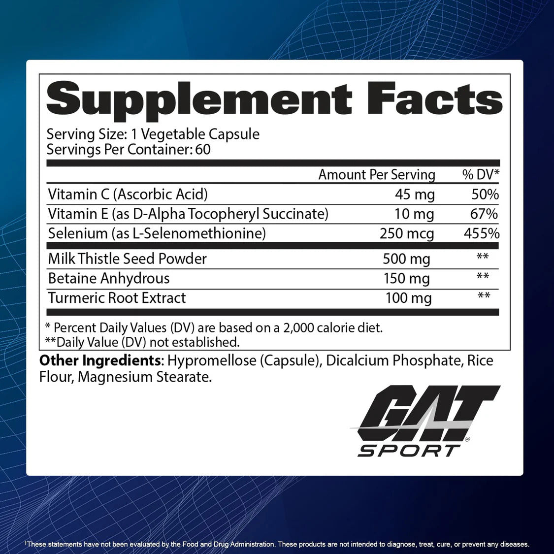 GAT Liver Cleanse Detox Vitamin Milk thistle + Selenium + Turmeric – 60 vcaps