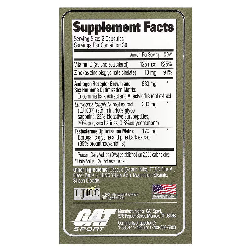 GAT Testol Platinum Premium Gh Testo Booster 60 Capsules - Görsel 3