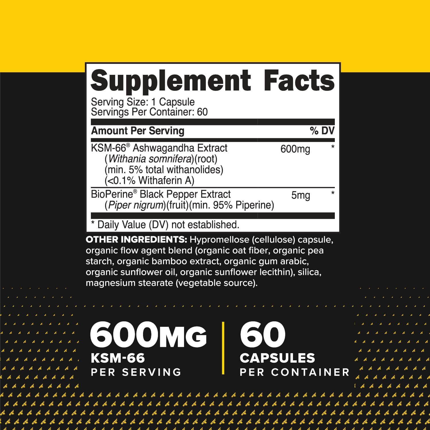 Primaforce KSM66 Ashwagandha Root Extract 600mg 60 Veggie Capsules - 5% Withanolides with BioPerine - Görsel 2