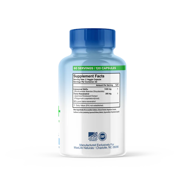 Maxlife Naturals Liposomal NAD+ Trans-Resveratrol Anti Aging 1500mg - 120 Caps - Görsel 3