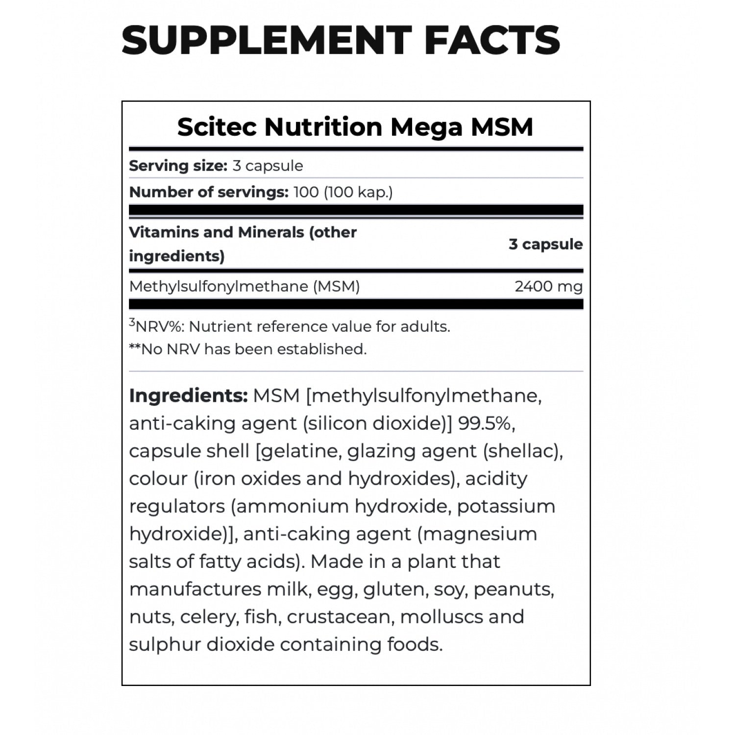 Scitec Nutrition Mega MSM Glukozamin 100 caps