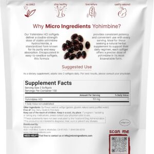 Micro Ingredients Double Strength Yohimbine 10 Mg 300 Softgels