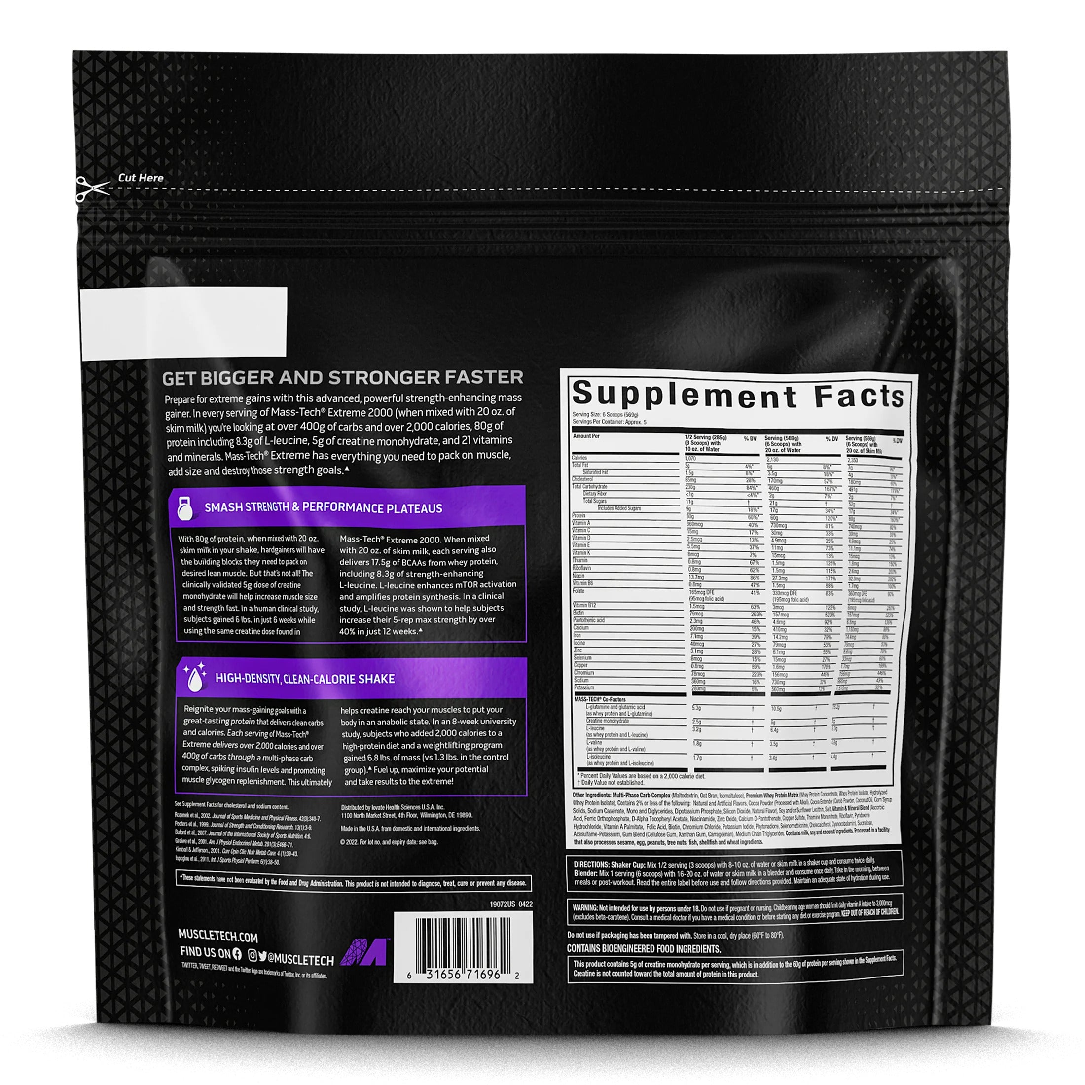 MuscleTech MassTech Extreme Gainer with Protein Weight Gain 2000 – 2.72kg