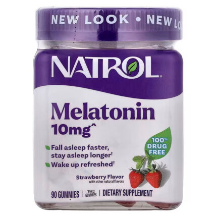 Natrol Melatonin Gummies Strawberry Fall Asleep Faster, Stay Asleep Longer 10 mg 90 Gummies